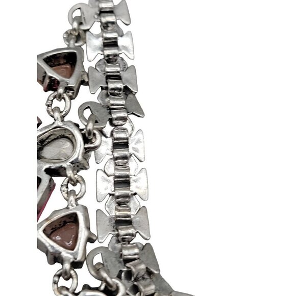 Stella & Dot Callie Statement Necklace 21" Silver Tone Bib Style Rhinestones - Picture 15 of 16